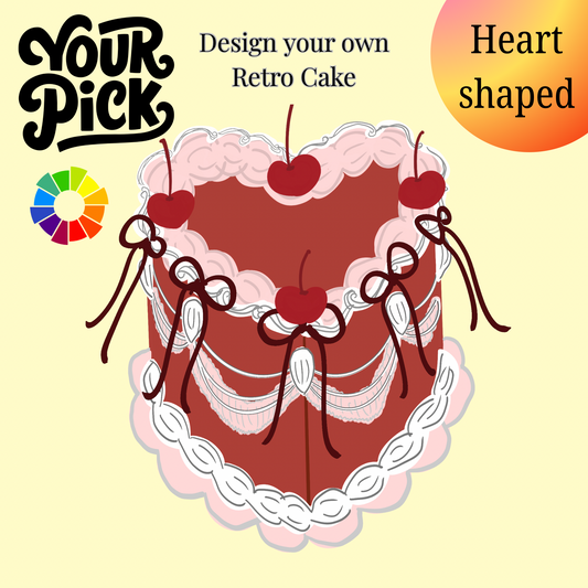 DIY Heart Shaped Retro Cake
